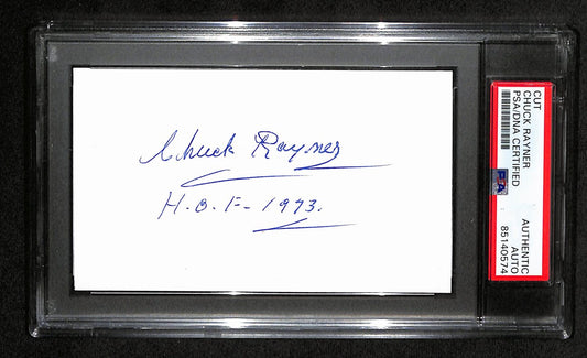 Chuck Rayner HOF Autographed 3x5 Cut Card PSA/DNA 186557