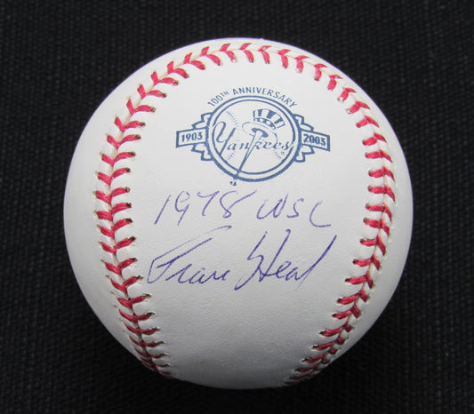 Fran Healy Signed/Auto Yankees 100th OML Baseball MAB Inscr 187052