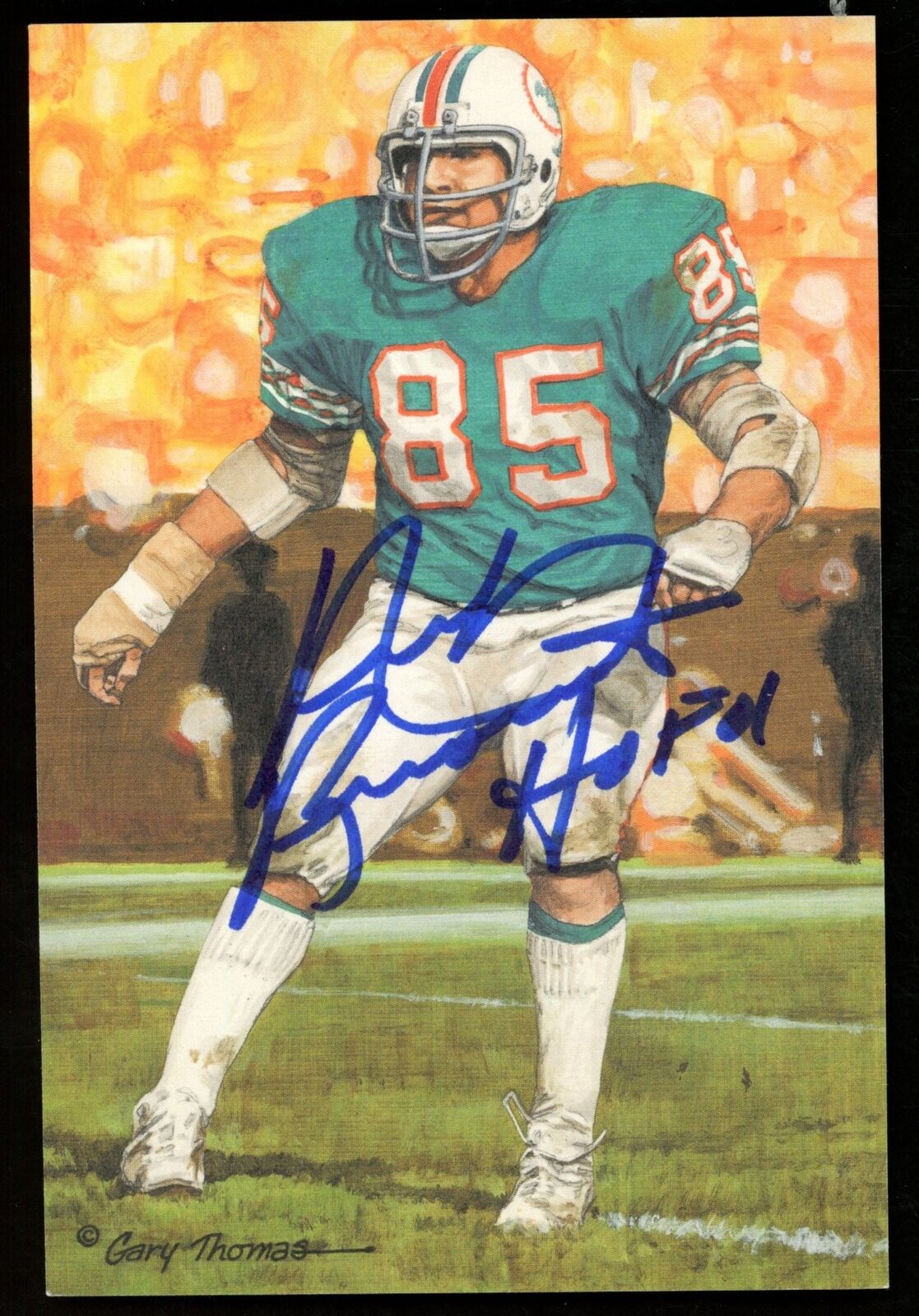 Nick Buoniconti HOF Autographed Goal Line Art GLAC Postcard Miami Dolphins JSA