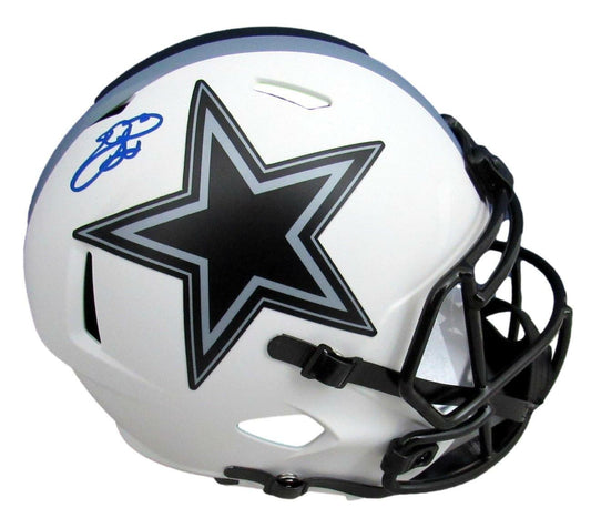 Emmitt Smith HOF Signed Cowboys Full Size Lunar Replica Helmet Beckett 166570