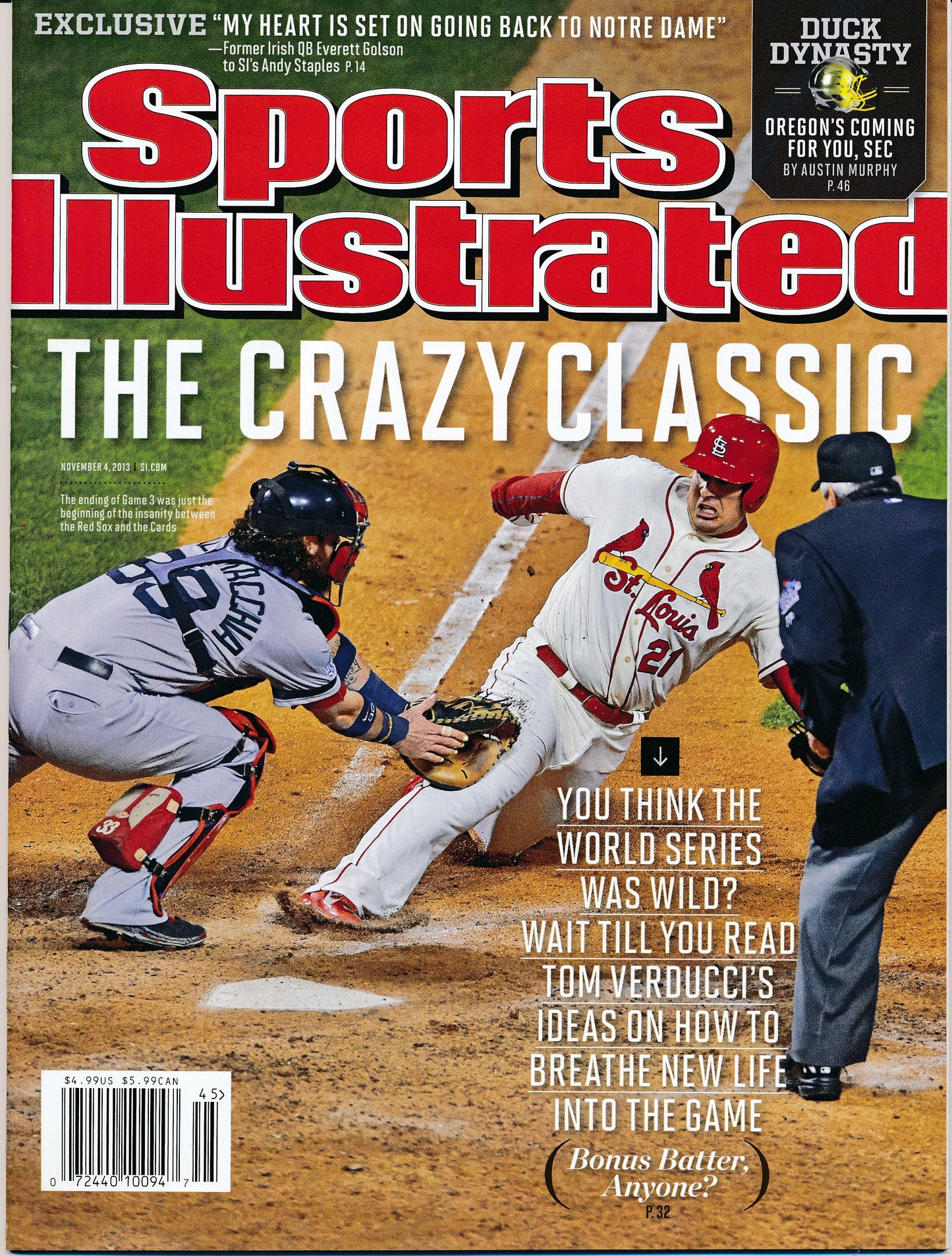 November 4, 2013 World Series Sports Illustrated Magazine NO LABEL 182326