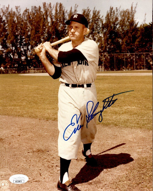 Enos Slaughter HOF Autographed 8x10 B/W Photo New York Yankees JSA