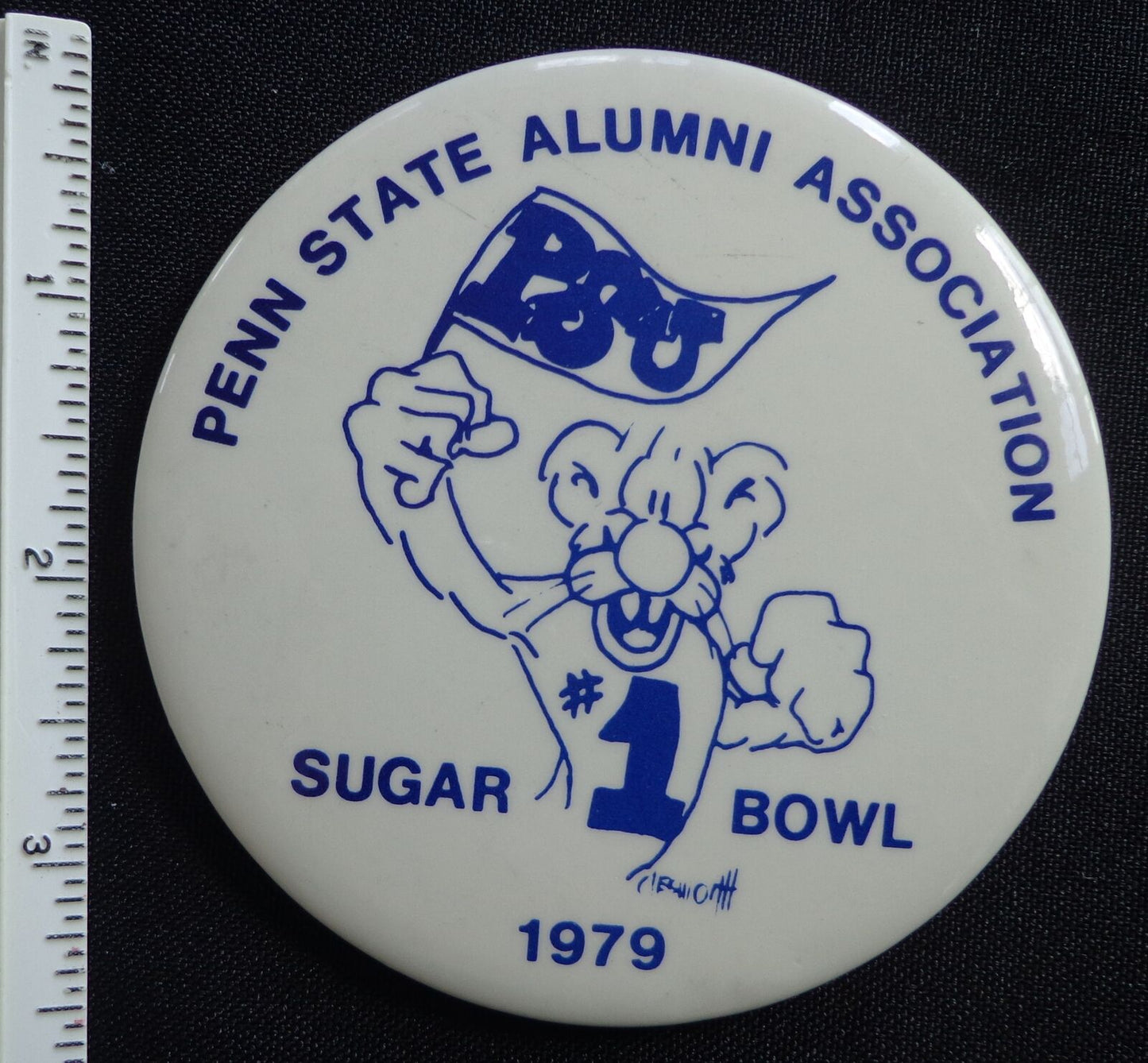 Vintage 1979 Penn State Alumni Association Sugar Bowl 3.5 inch Button Pin