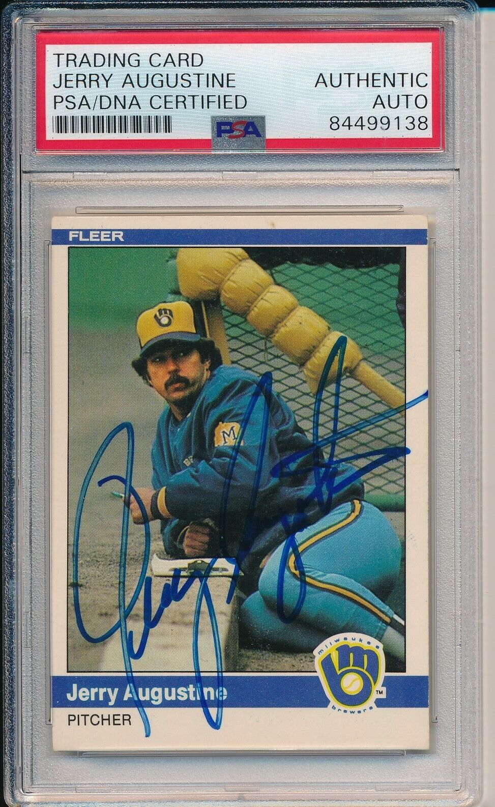 Jerry Augustine Milwaukee Brewers Signed 1984 FLeer Card #194 PSA/DNA 165990