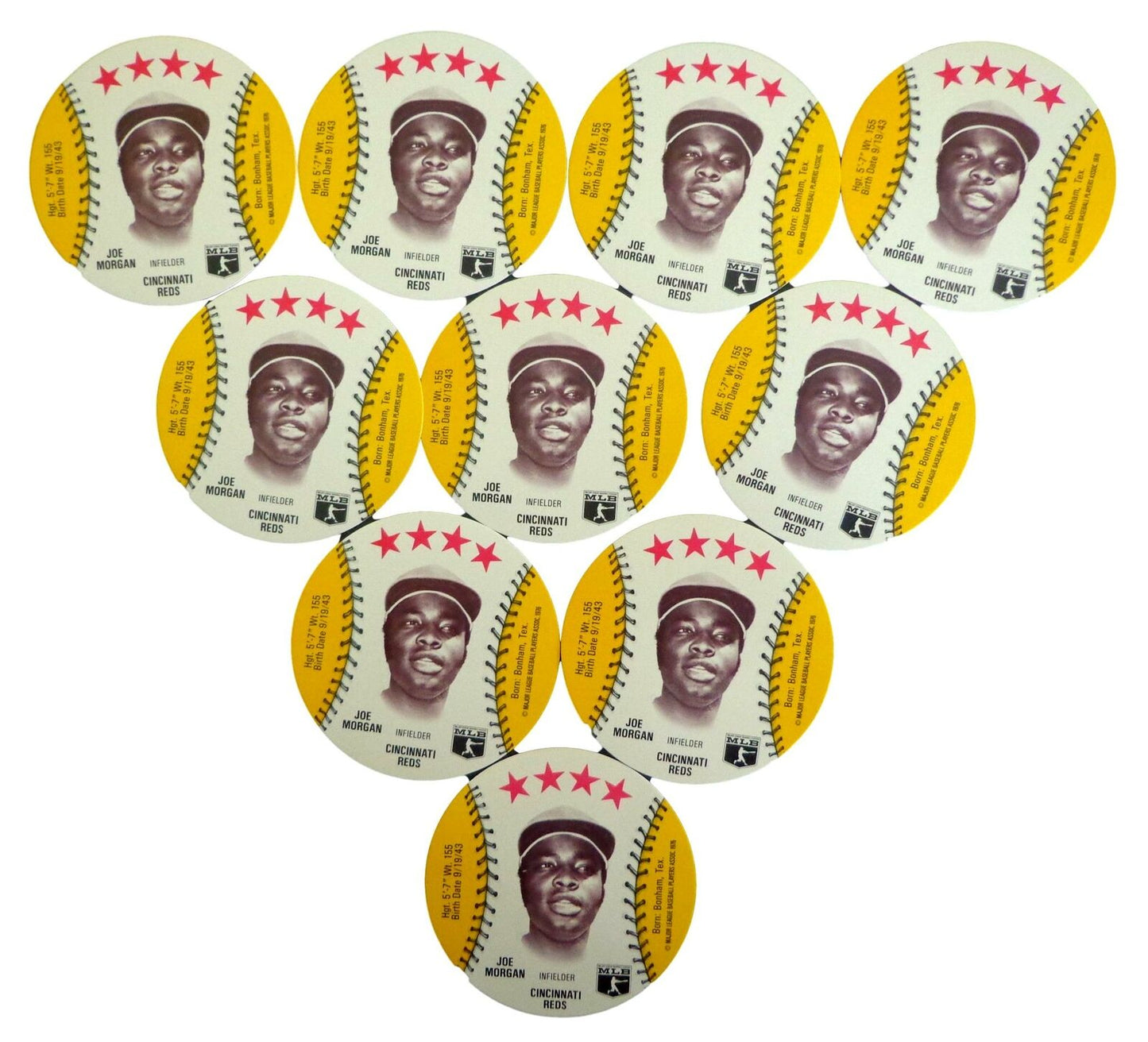 Lot of 10 - 1976 MSA Isaly's Discs Joe Morgan HOF Cincinnati Gem Mint 153888