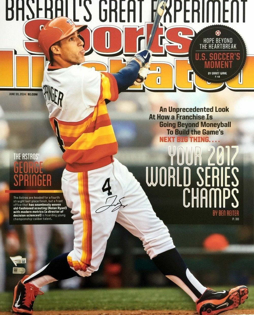 George Springer Houston Astros Signed 16x20 SI Cover Photo Fanatics 136633