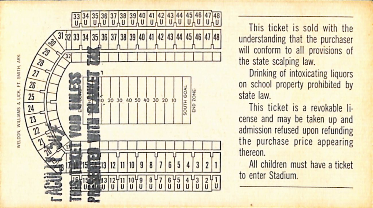 Texas Longhorns Football Ticket VS USC 9/17/1966 187578