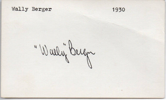 Wally Berger d.1988 Boston Braves AS in 1st AS Game Signed 3x5 Index Card 145607