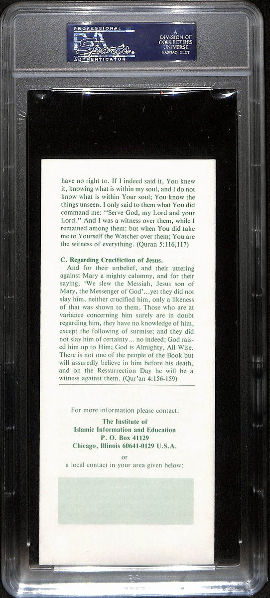 Muhammad Ali Signed/Autographed 8.5x3.5 Islamic Pamphlet Slab PSA/DNA 193454