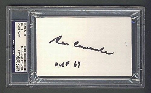 Ben Carnevale Navy Signed HOF 69 Slab 3x5 Index Card PSA/DNA Slab4-03