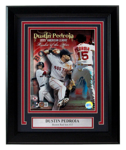 Dustin Pedroia Autographed 8x10 Photo Boston Red Sox Framed Beckett 188967