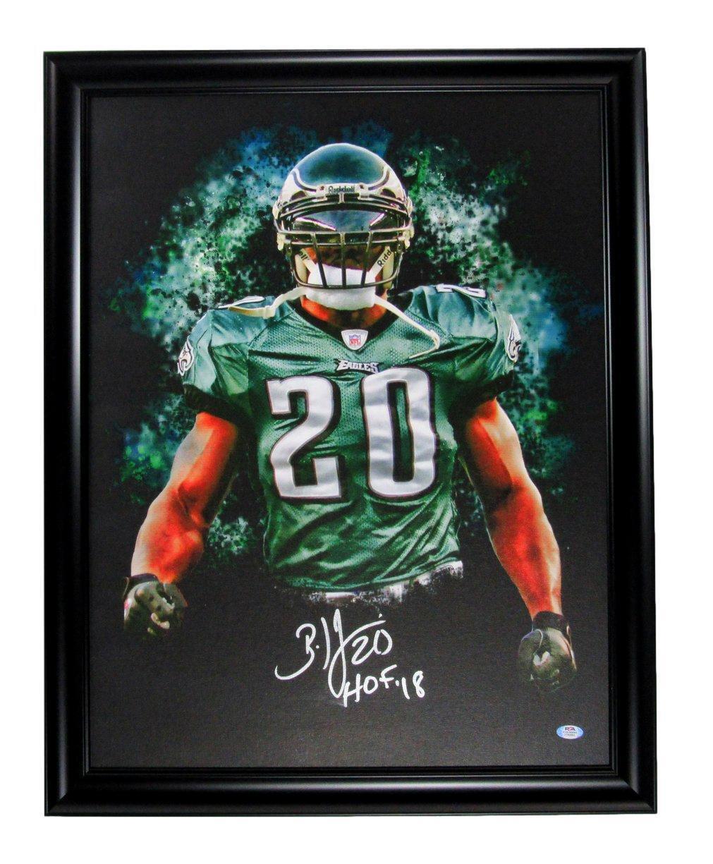 Brian Dawkins HOF Autographed/Inscr 23x29 Canvas Photo Eagles Framed PSA/DNA