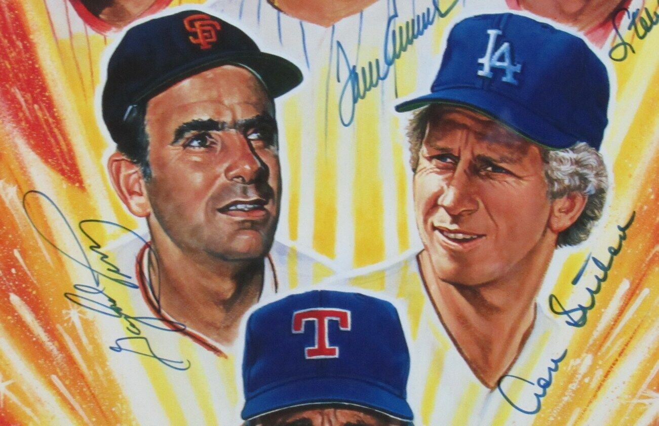 300 Win Pitchers (8) HOFers Signed/Auto 18x24 Lithograph Print Framed JSA 156740