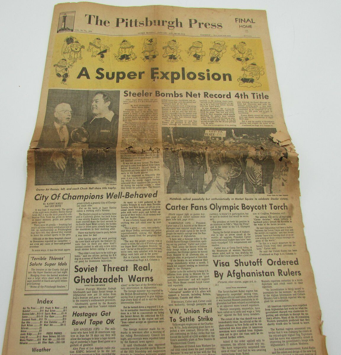 The Pittsburgh Press 1980 Steelers SUPER BOWL XIV Newspaper 142558