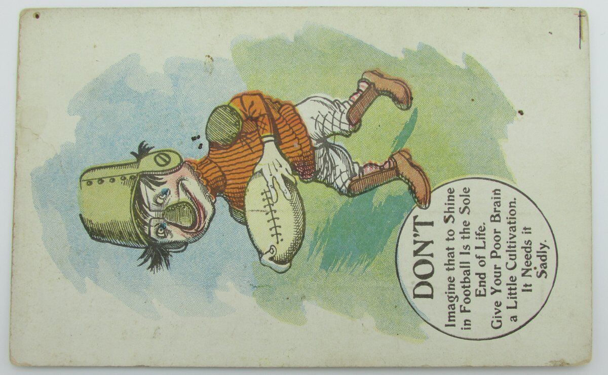 Vintage Postcard with a drawing of a football player with DON'T saying 140030