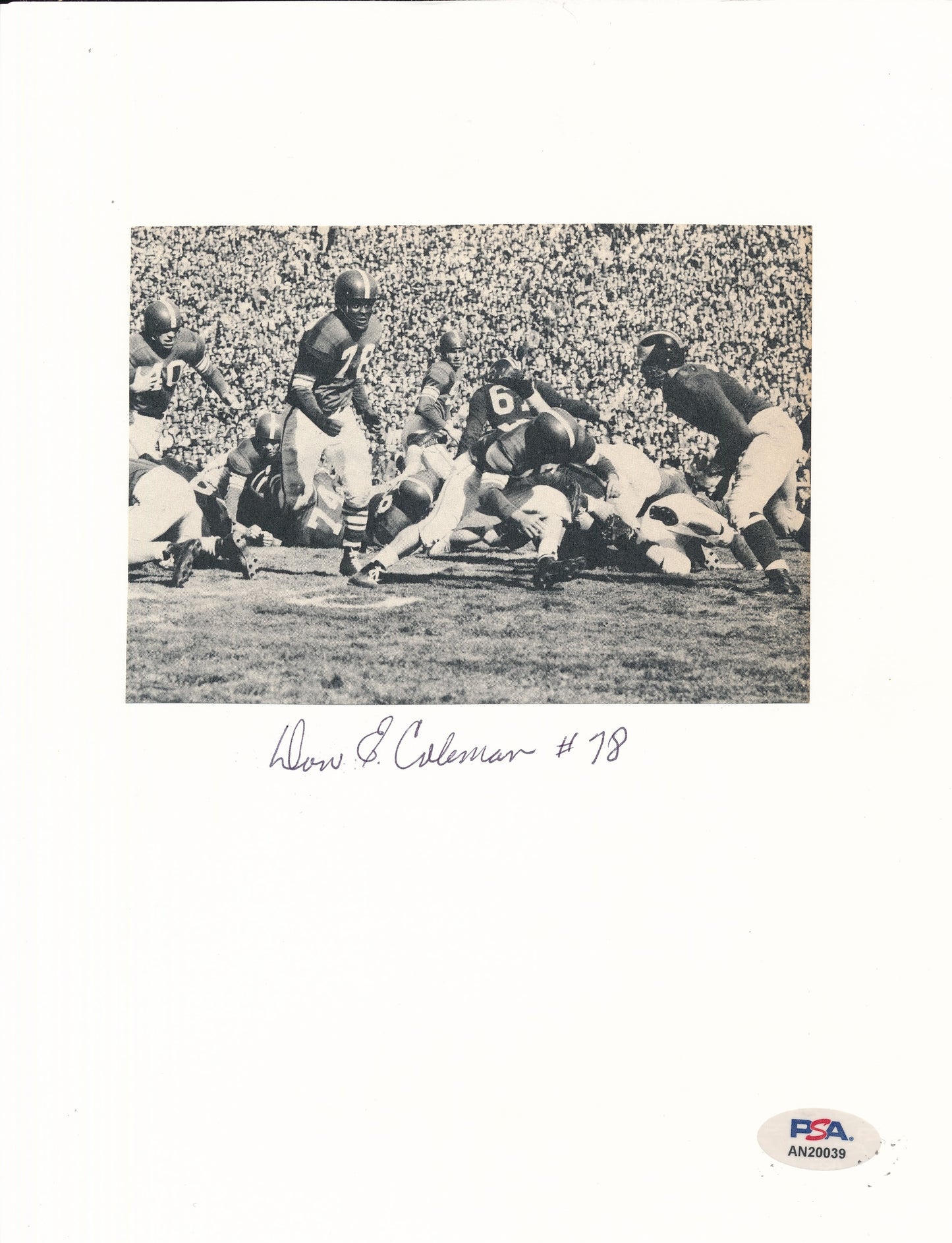 Don Coleman CHOF Signed/Auto Mounted 5x4 Magazine Photo Michigan State PSA/DNA