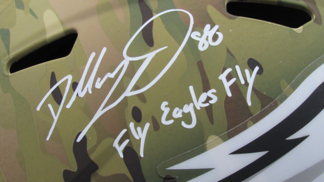 Dallas Goedert Signed/Inscr Full Size Camo Replica Helmet Fanatics