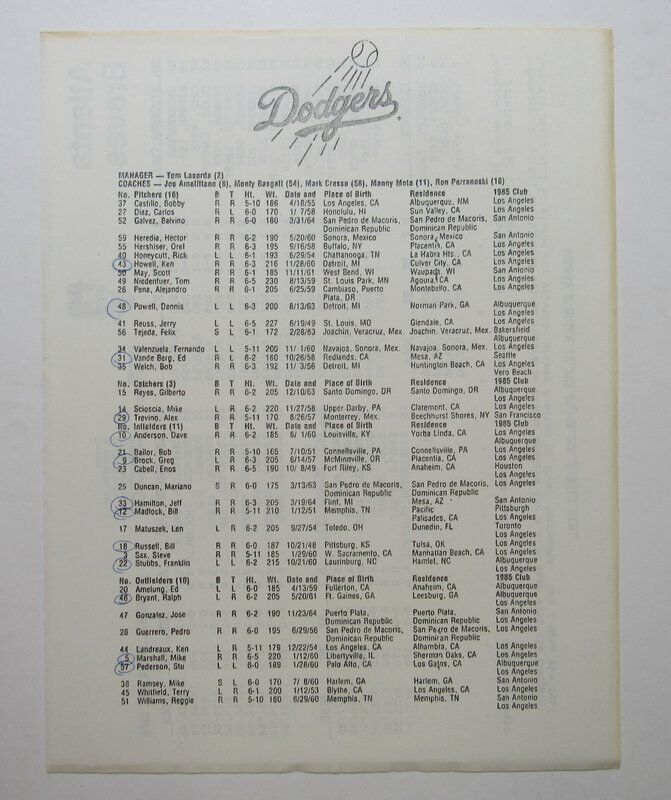 1986 Los Angeles Dodgers Multi Signed Spring Training Program incl. Russell