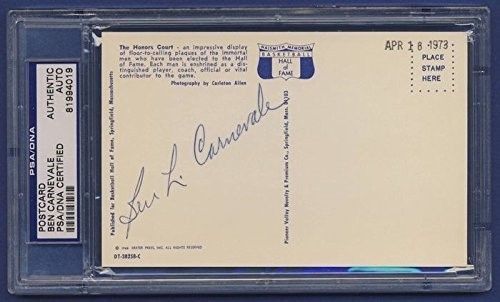 BEN CARNEVALE Signed Basketball HOF Postcard PSA/DNA 132833