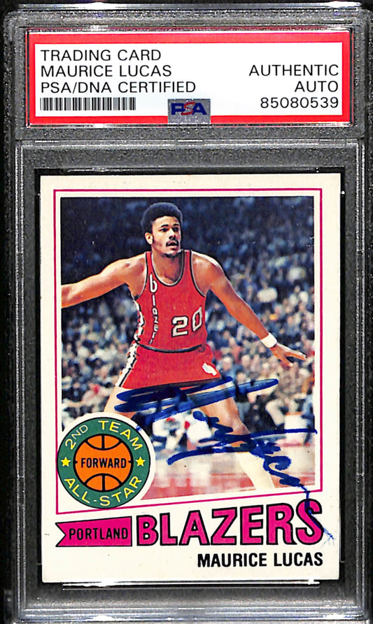 Maurice Lucas Signed 1977 Topps Card #80 Portland Trail Blazers PSA/DNA 185707