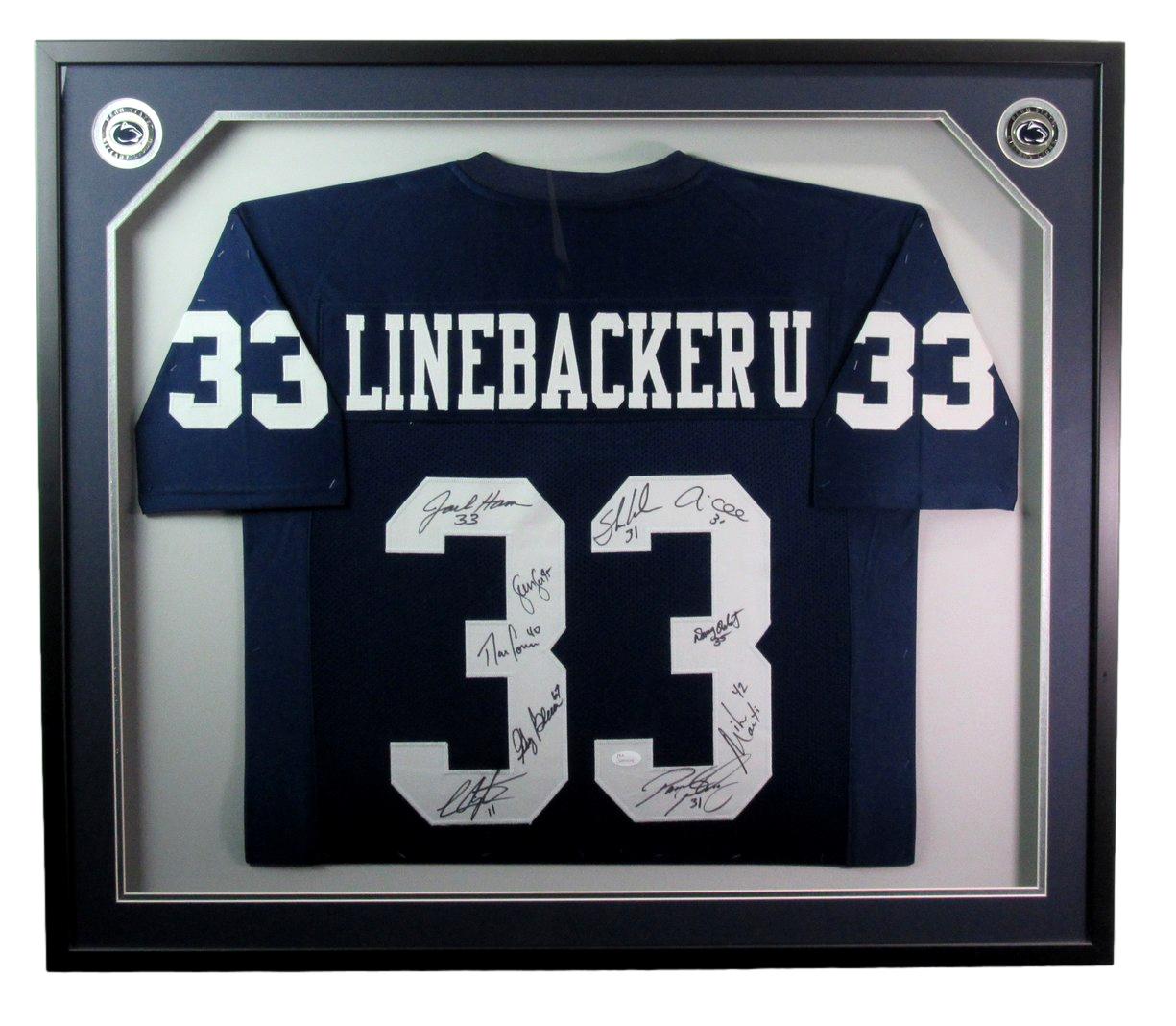 Penn State 10 LEGENDS  "Linebacker U" Autographed Jersey Framed JSA 187346