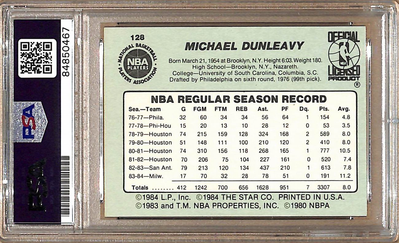1984-85 Star Company #128 Mike Dunleavy Bucks Signed/Auto Card PSA/DNA 179103
