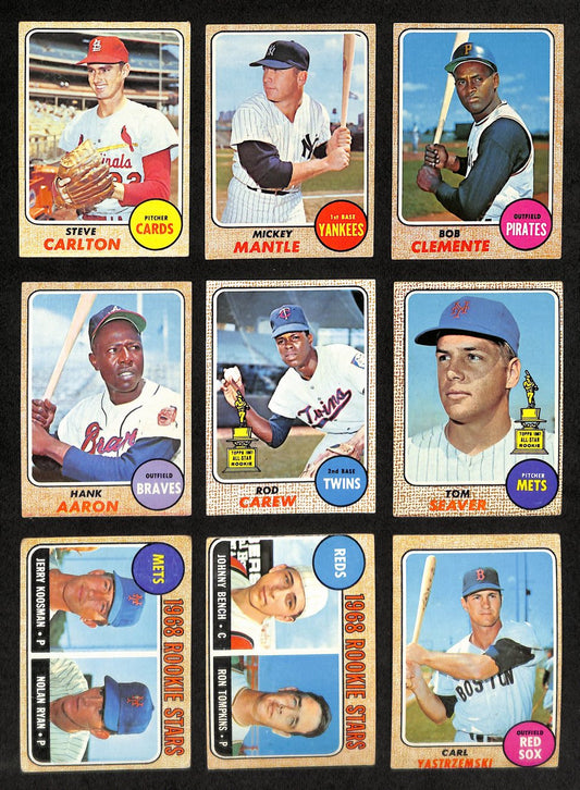 1968 Topps Baseball Card Complete Set (1-598) Bench Ryan Mantle Mays 191958