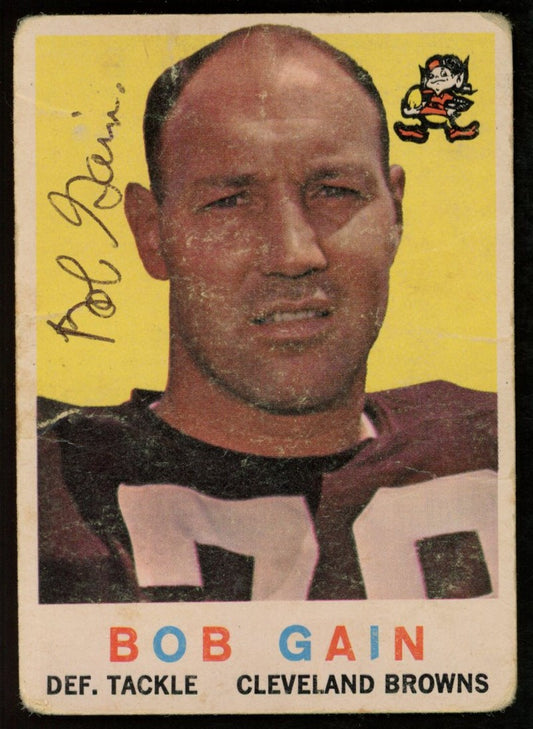 1959 TOPPS Football Card #77 Signed/Auto Bob Gain Cleveland Browns