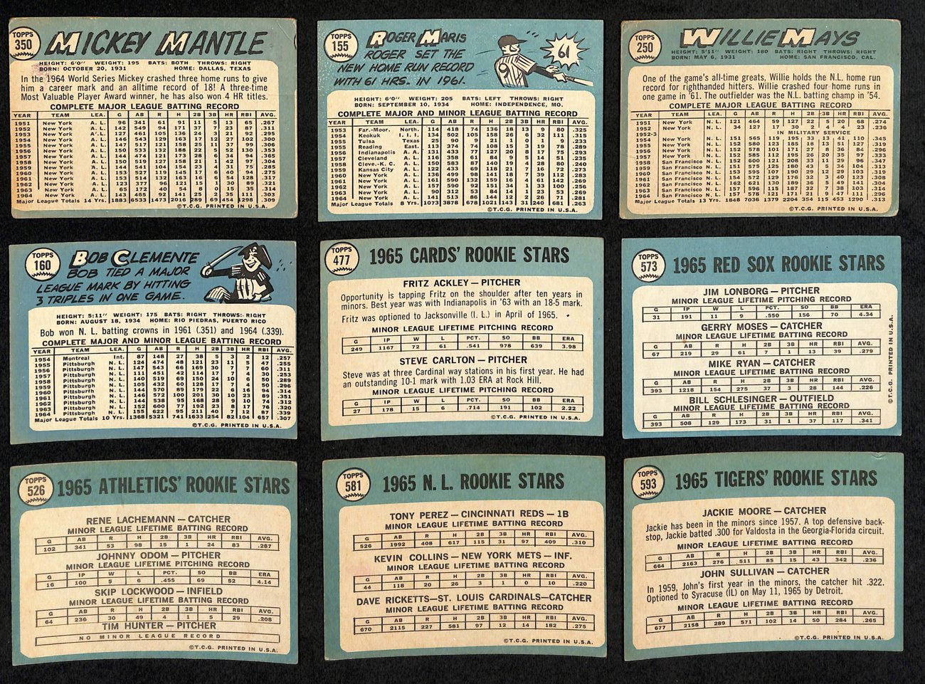 1965 Topps Baseball Card Complete Set (1-598) Mantle Koufax Morgan Mays 191959