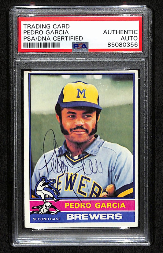 Pedro Garcia Signed 1976 Topps Card #187 Milwaukee Brewers PSA/DNA 184409