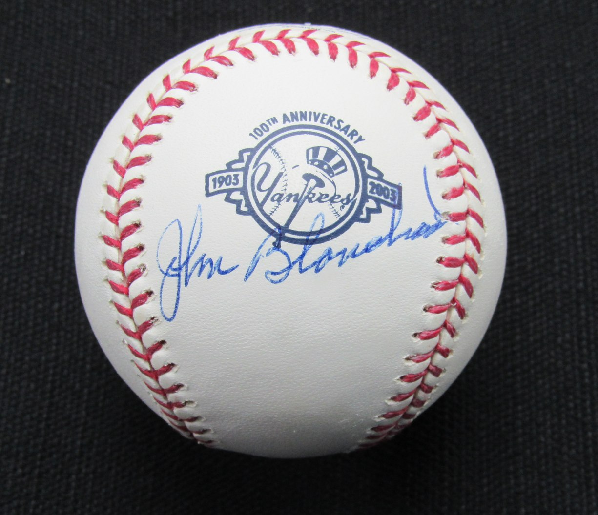 Johnny Blanchard Signed/Auto Yankees 100th OML Baseball PSA/DNA 186995