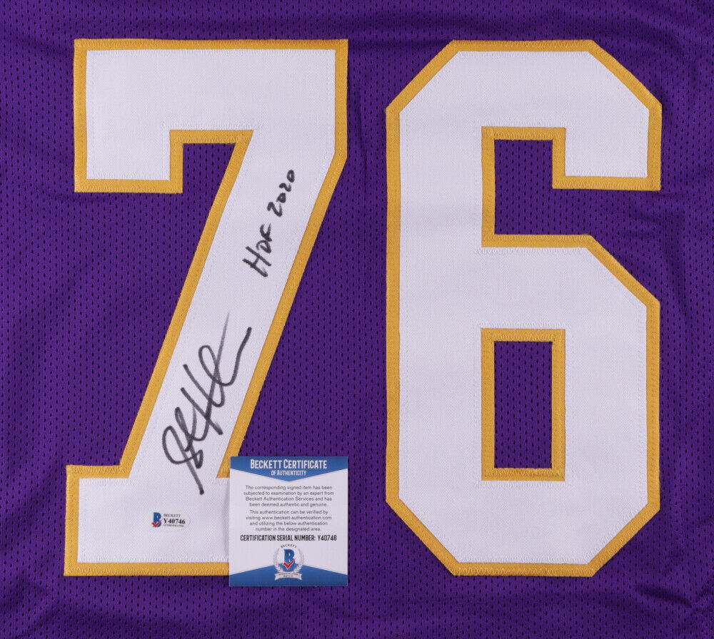 Steve Hitchinson HOF Signed/Inscribed Vikings Custom Football Jersey JSA 161623