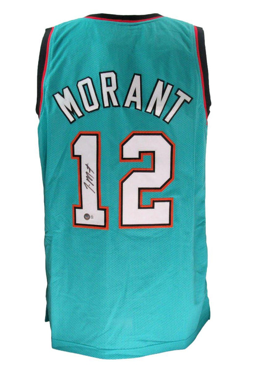 Ja Morant Signed Teal Memphis Grizzlies Custom Basketball Jersey Beckett 190760