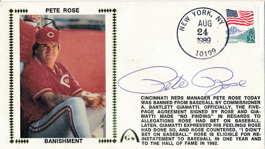 Pete Rose Autographed 1989 FDC First Day Cover Cincinnati Reds JSA 176124
