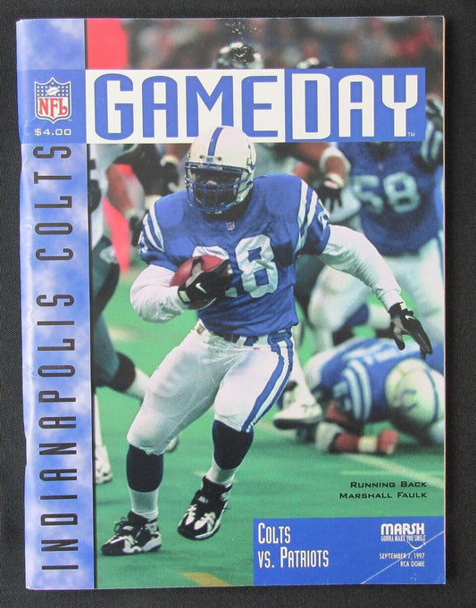 1997 Indianapolis Colts vs. New England Patriots Program Marshall Faulk 09/07