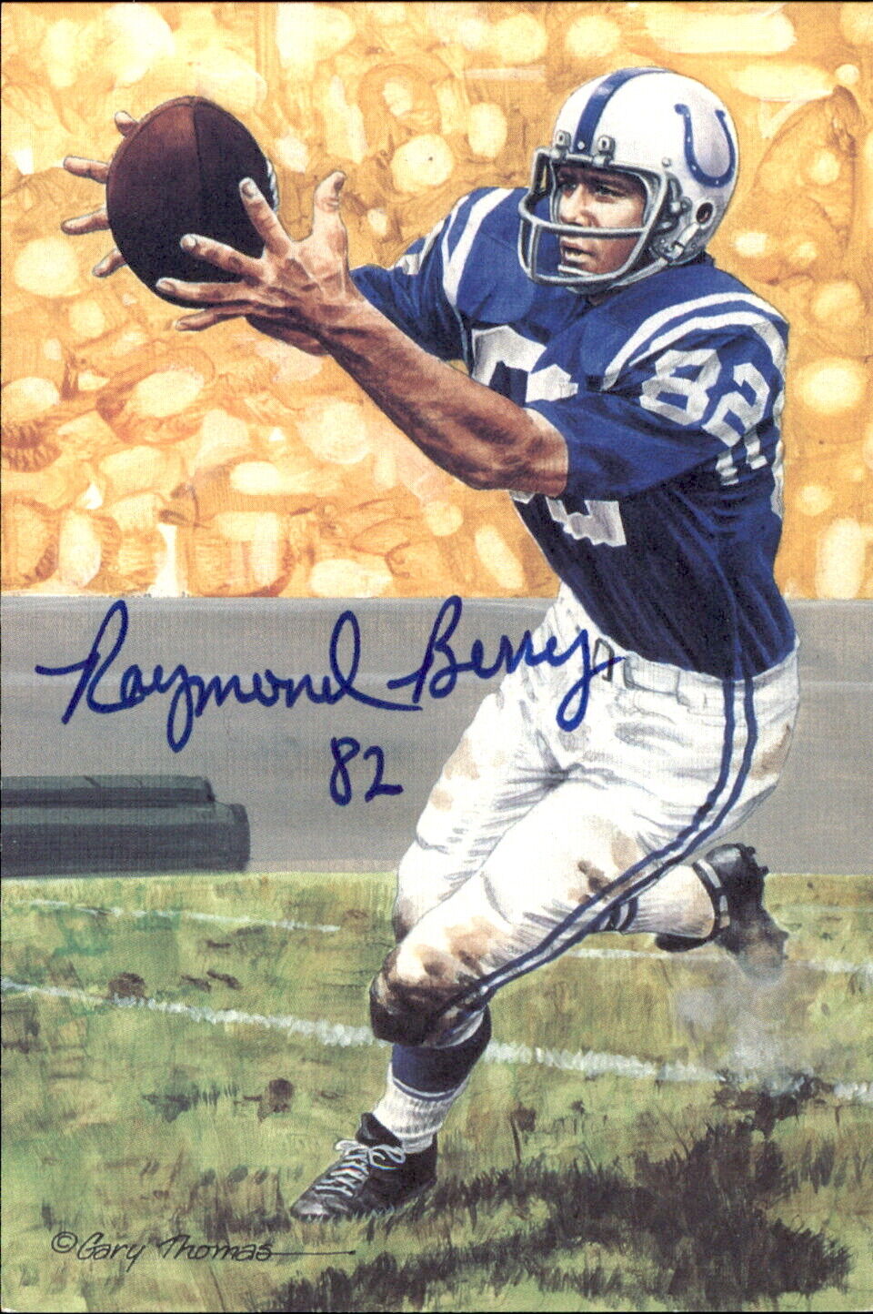 Raymond Berry HOF Autographed Goal Line Art GLAC Postcard Baltimore Colts JSA