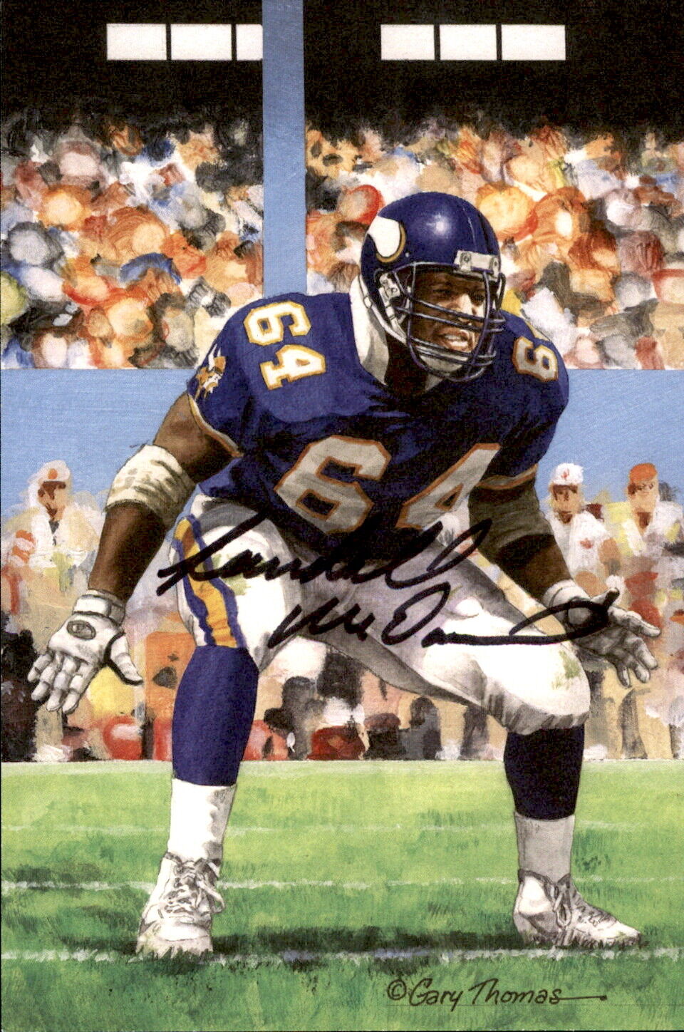 Randall McDaniel HOF Autographed Goal Line Art GLAC Postcard Vikings JSA