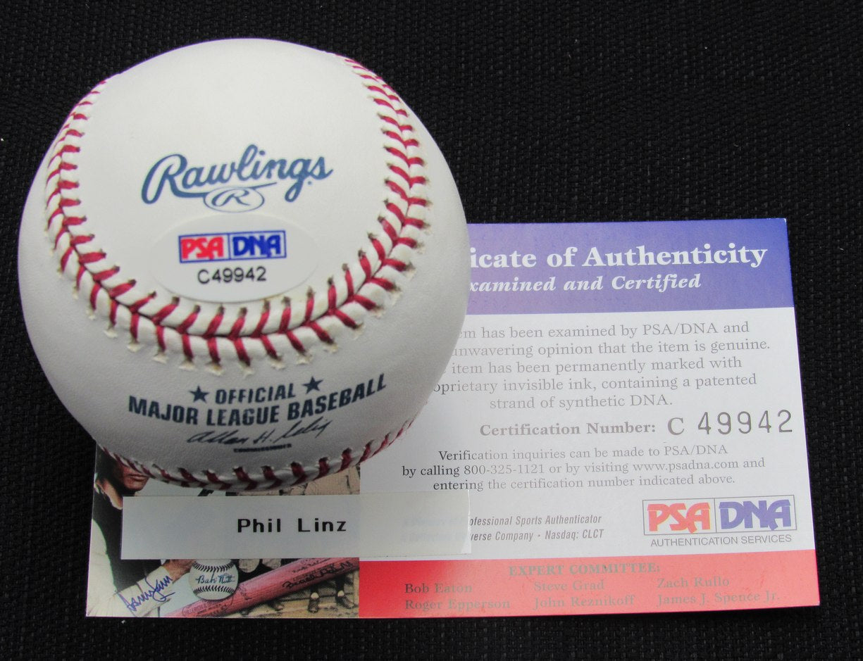 Phil Linz Signed/Auto Yankees 100th OML Baseball PSA/DNA Inscr 187001