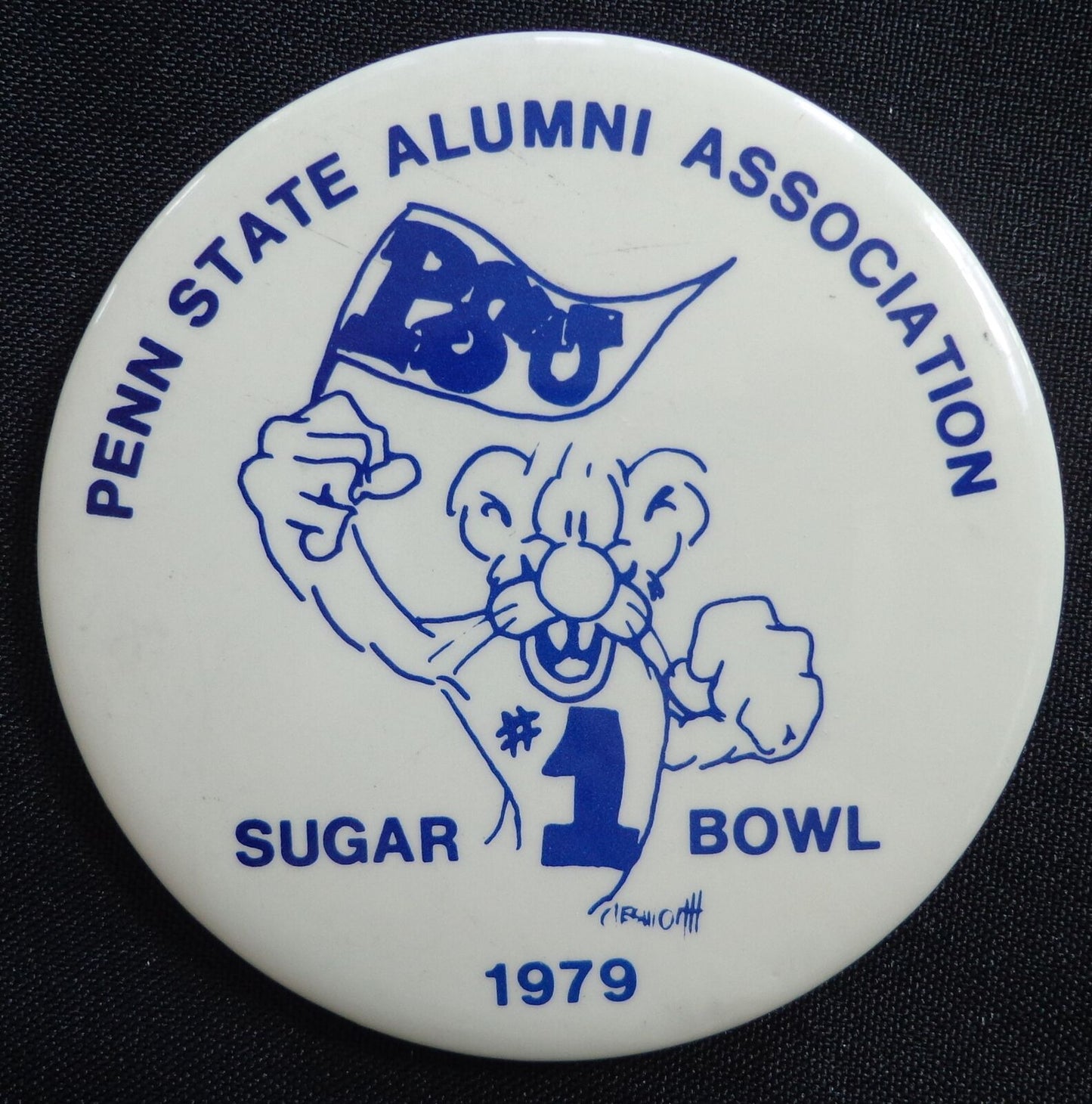 Vintage 1979 Penn State Alumni Association Sugar Bowl 3.5 inch Button Pin