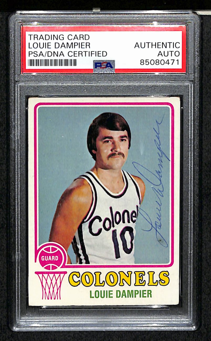 Louie Dampier HOF Signed/Auto 1973-74 Topps Card #163 Colonels PSA/DNA 185441