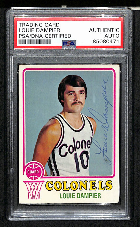 Louie Dampier HOF Signed/Auto 1973-74 Topps Card #163 Colonels PSA/DNA 185441