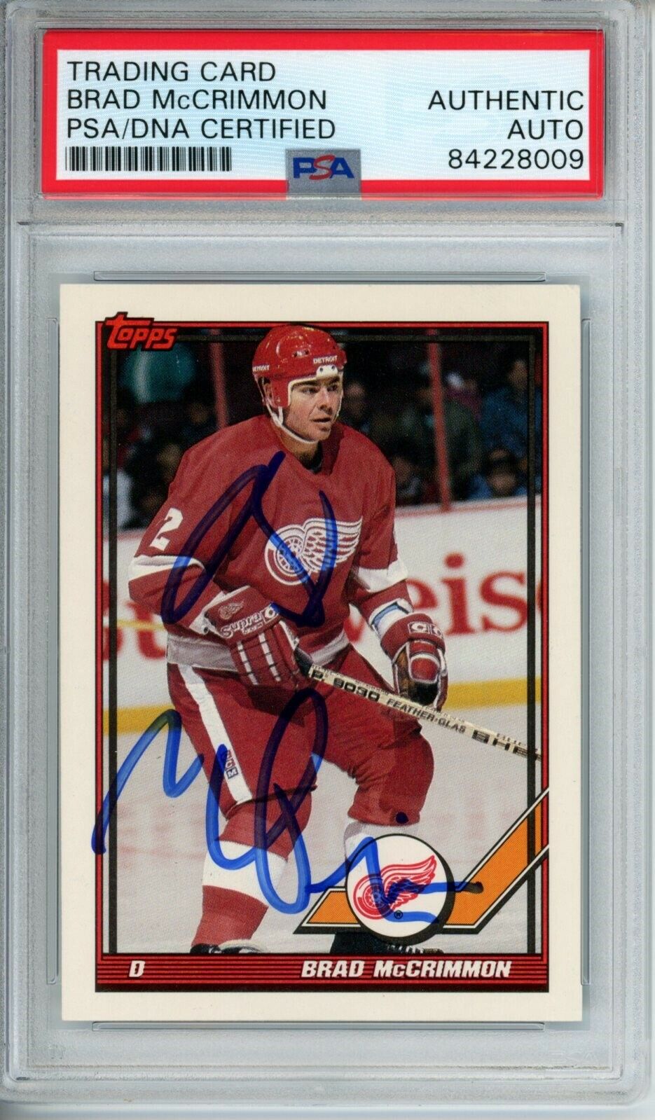 1991-92 Topps #79 Brad McCrimmon Red Wings Signed Card PSA/DNA 152948