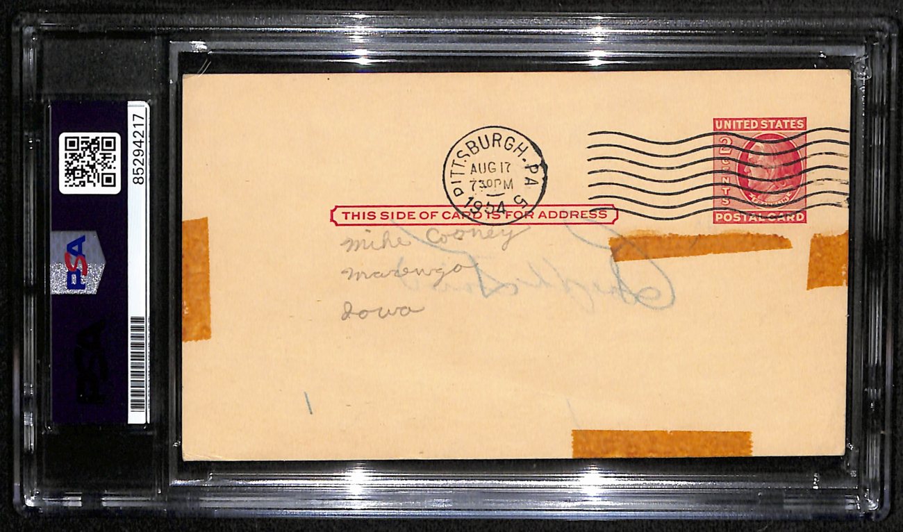 Ralph Kiner HOF Signed/Autographed Government Postcard Pirates PSA/DNA 190625