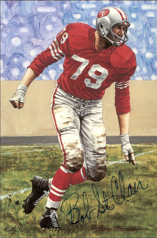Bob St. Clair HOF Autographed Goal Line Art GLAC Postcard 49ers JSA