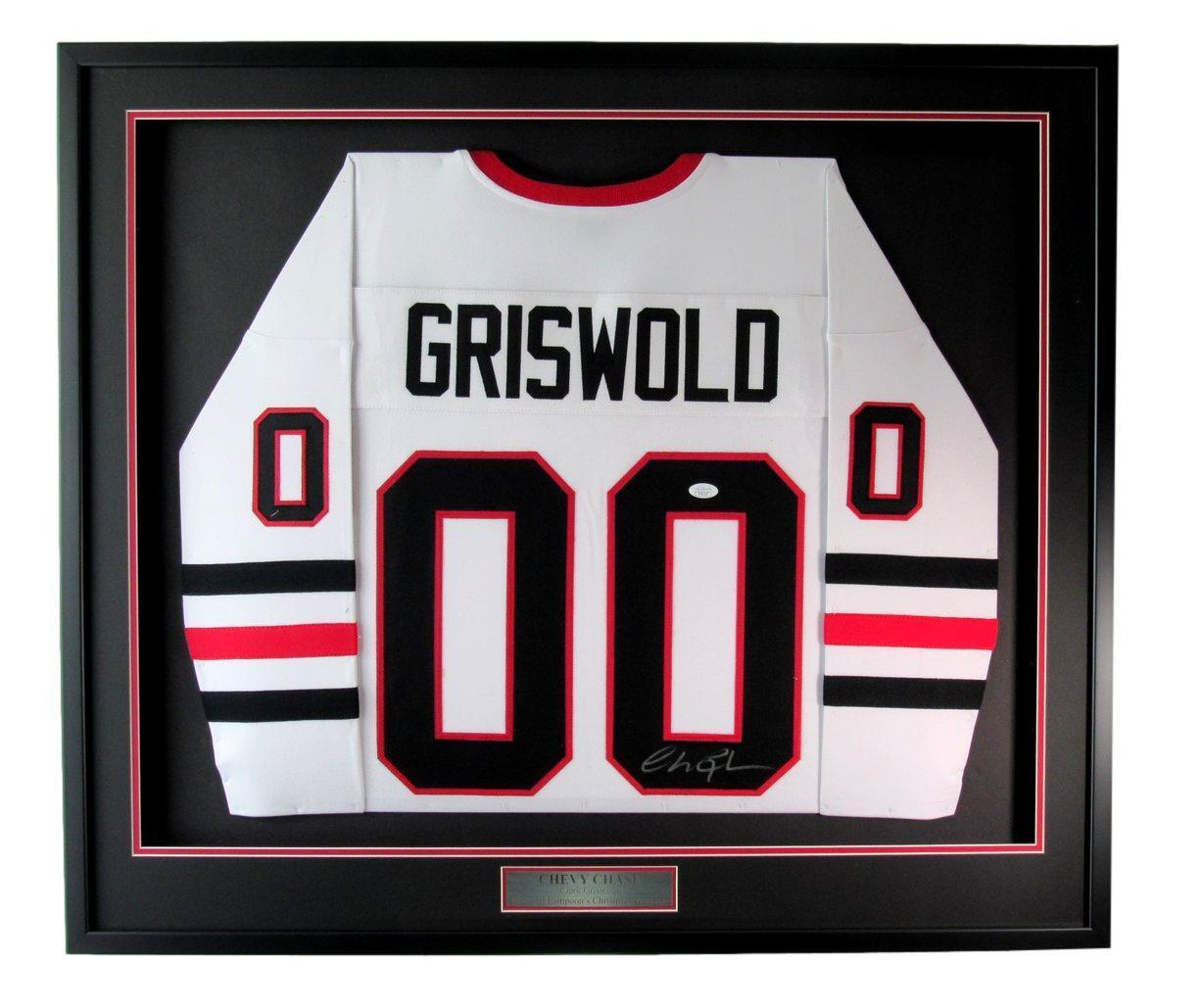 Chevy Chase Autographed Hockey Jersey Christmas Vacation" Framed JSA