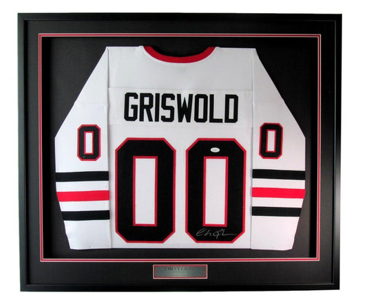 Chevy Chase Autographed Hockey Jersey Christmas Vacation" Framed JSA