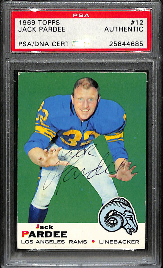 Jack Pardee Signed 1969 Topps Card #12 Los Angeles Rams PSA/DNA 185957