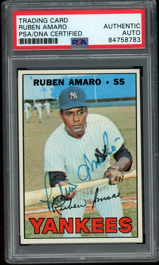 1967 TOPPS Ruben Amaro #358 Authentic Card Signed New York Yankees PSA/DNA