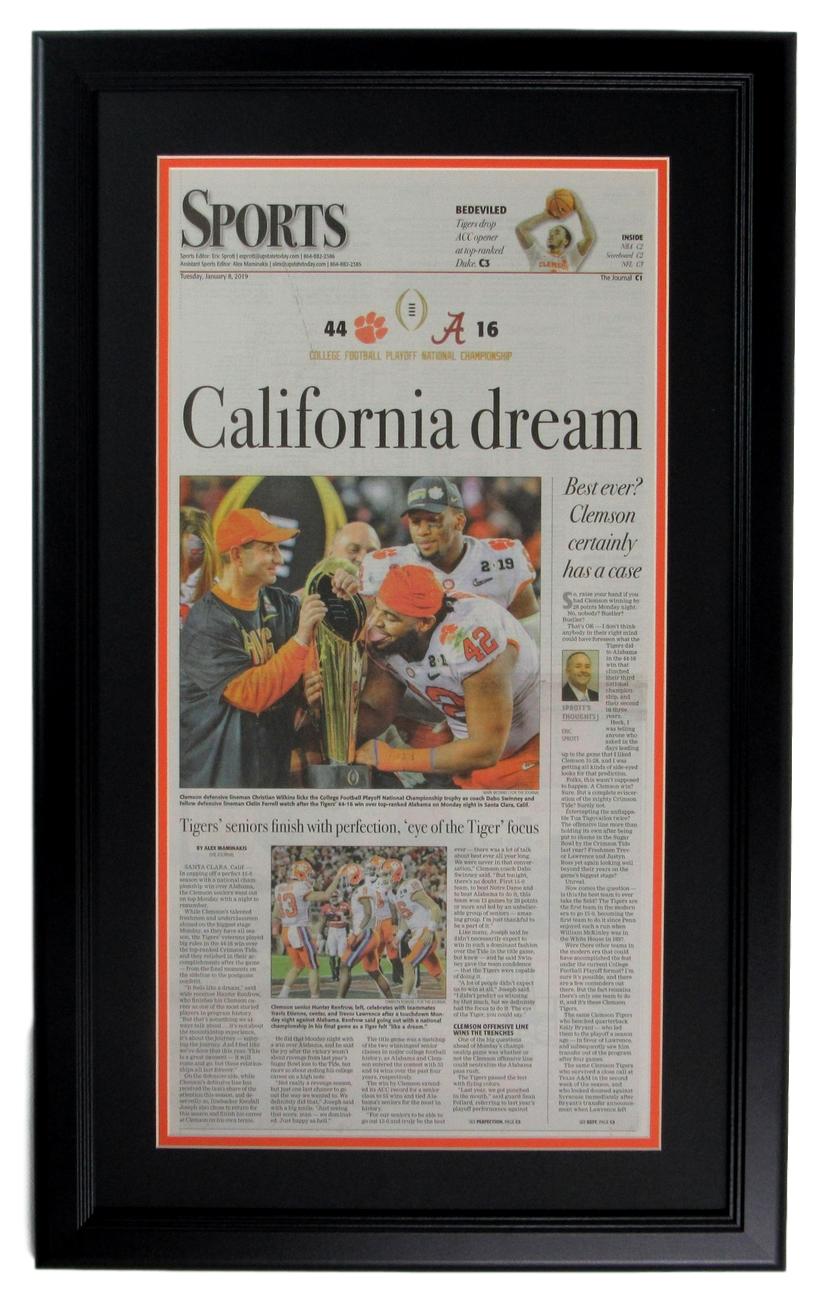 The Journal 2018 Clemson Tigers National Champs Newspaper Framed 152281