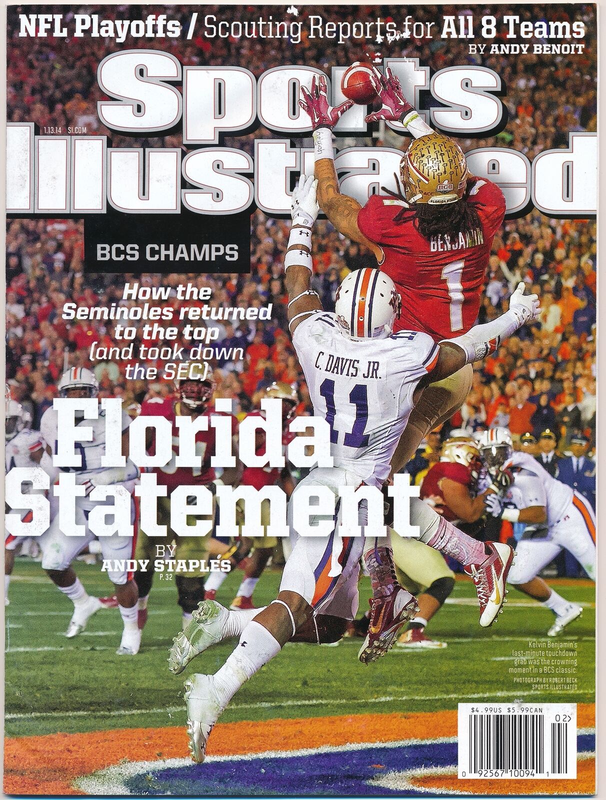 January 13, 2014 Kelvin Benjamin Sports Illustrated NO LABEL Florida